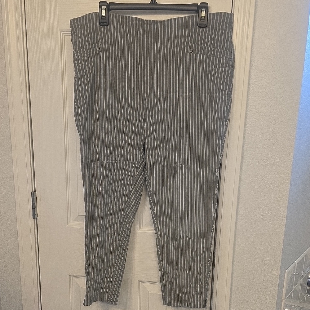 Gray Striped Womens Dress Capris